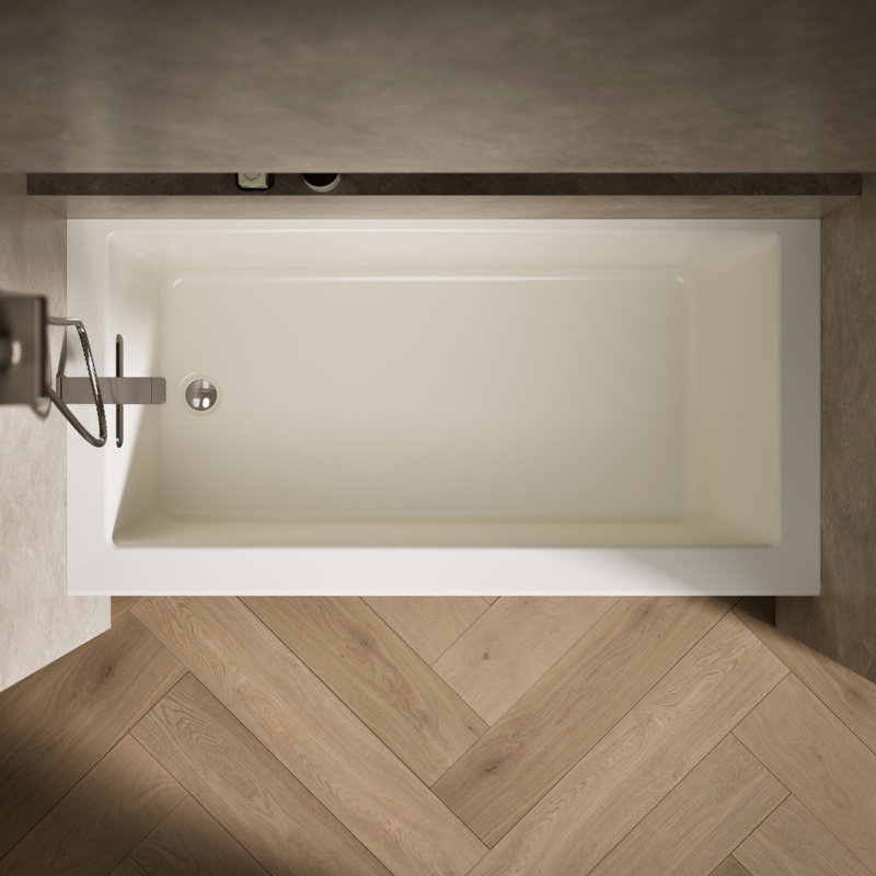 Underscore® 60" x 30" Rectangular Alcove Soaking Bathtub with Slotted Overflow and Integral Apron, Left, Biscuit