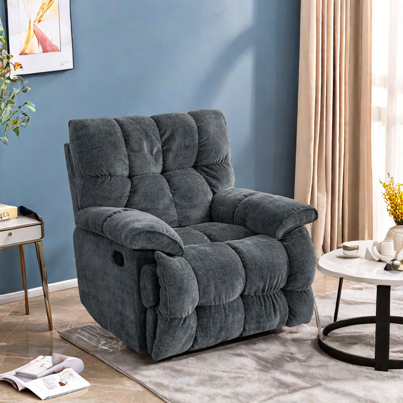 Tambria Upholstered Swivel Recliner, Gray