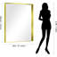 Miroir de salle de bain doré, miroir rectangulaire de 40 po x 60 po avec cadre en métal profond, finition brossée, verre trempé, grand miroir mural, sur 2 lavabos, installé verticalement / horizontalement, cristal clair-1446085853-1446757631-1446757616