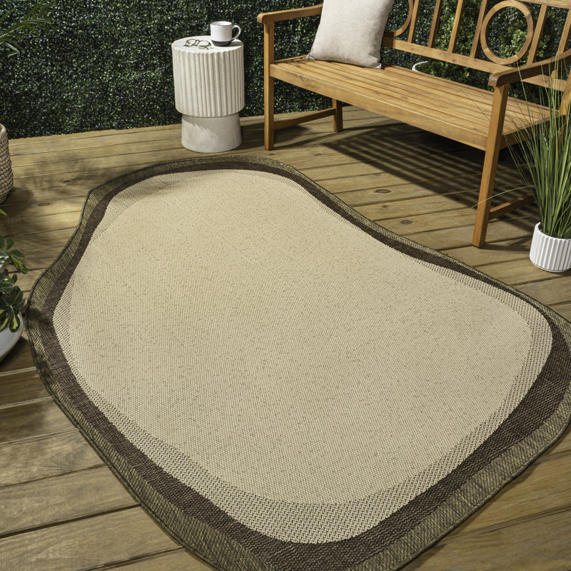 Oneva Modern Rustic Abstract Beige/Brown Indoor/Outdoor Rug, Novelty  9' x 12'