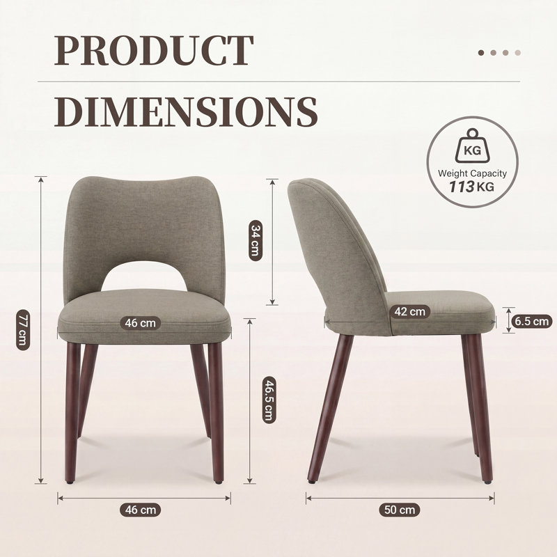 46.5 cm H Fabric Side Chair, Coffee