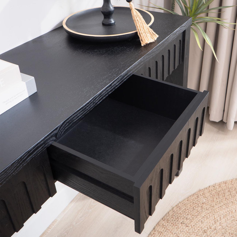 Console moderne noire à 4 tiroirs - 59,2 po avec rangement