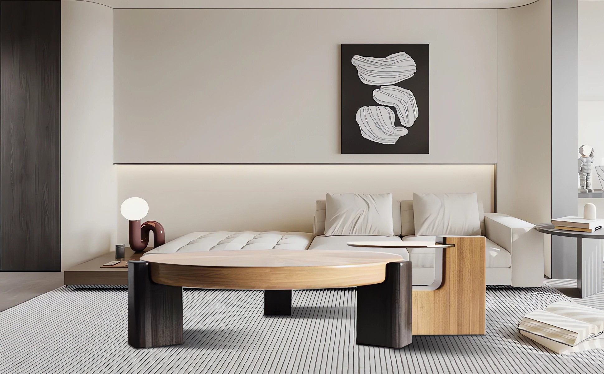 ZMZ Round Coffee Table, 2Part Modern Wooden, Solid Wood Leg & Top