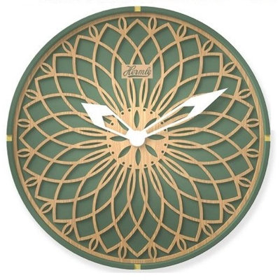This vibrant wall clock features an intricate wood front panel, making it the perfect addition to any decor.