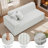 Upholstered Light Gray Faux Rabbit Fur Flannel Sofa With Pillows – All Foam Compressed And No-Assembly Modular Design-123038183