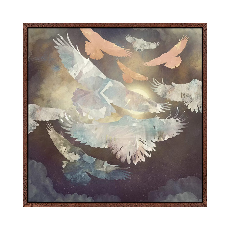 Moonlight Flight - Print on Canvas, Classic Brown Wood Framed, 45.72 cm H x 45.72 cm W