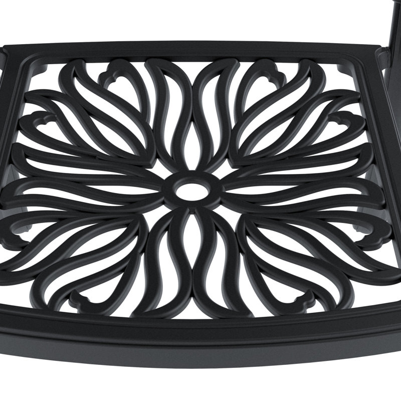 Chaise de patio en fonte d'aluminium 4 pièces avec structure noire et coussins bruns