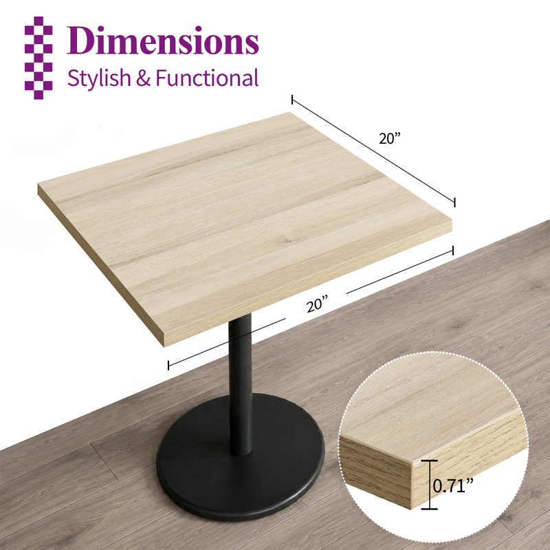 Plateau de table Calexico, H 0,71 po x l 20 po x P 20 po, Chêne