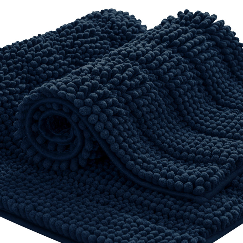 Tapis pour salle de bain Faddis, Simple - L 60 po x l 24 po, Marine