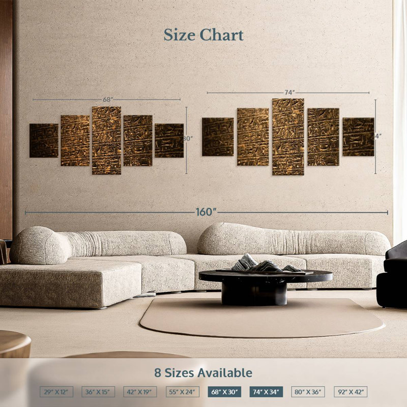Stone Hieroglyphs Pattern, 34" H x 74" W