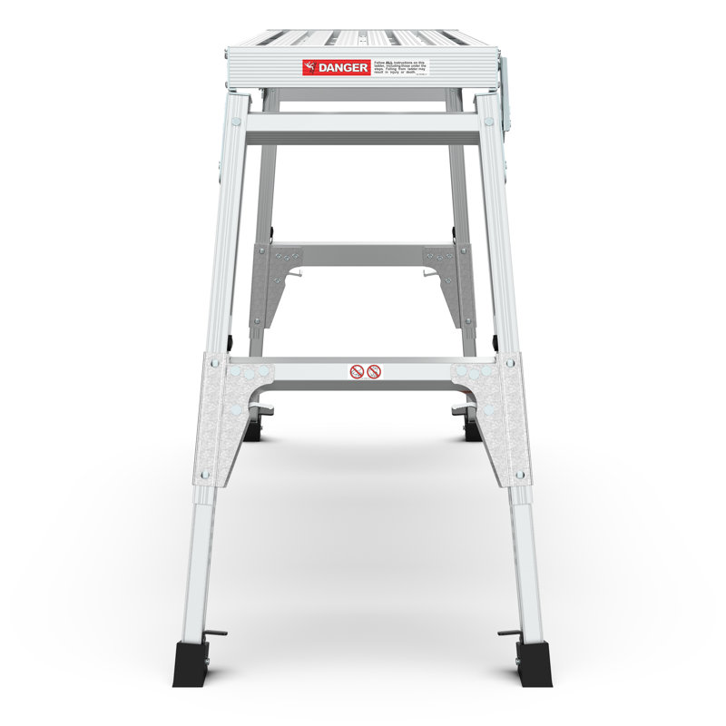 Plateforme de travail en aluminium Banc de travail pliant pour grand escabeau 40 po de largeur, pieds télescopiques de 22 po à 27,5 po de hauteur