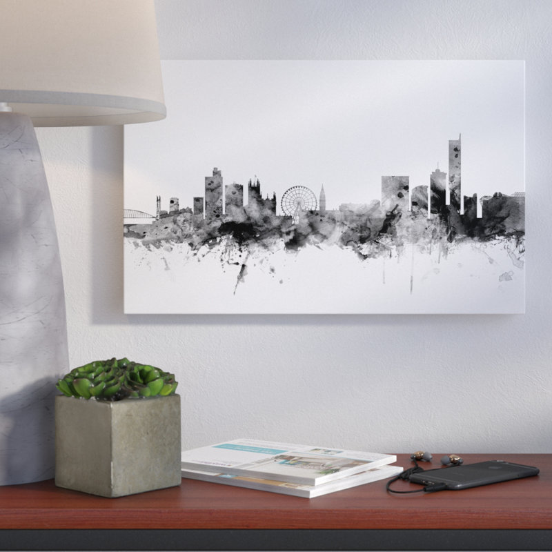 « manchester england horizon », impression sur toile tendue, H 30 po x l 47 po x P 2 po