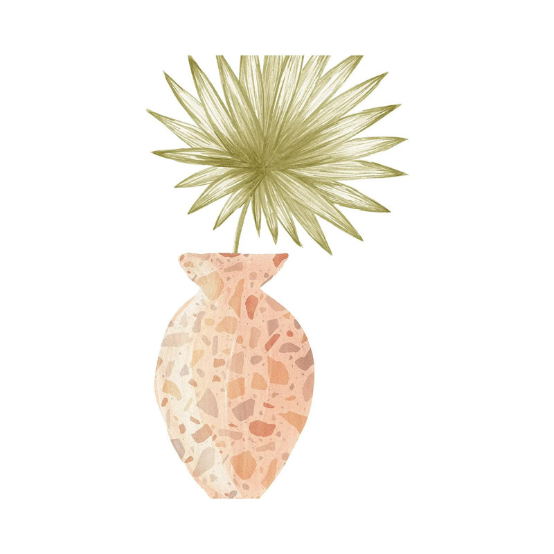 Terrazzo Vase And Plant by Whales Way - Painting on Canvas, Wrapped Canvas, 30.48cm H x 20.32cm W x 1.91cm D