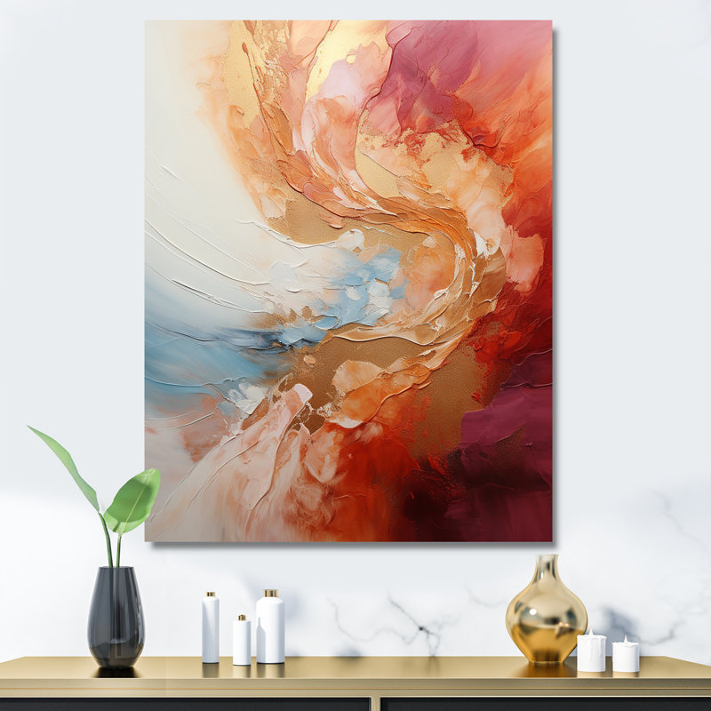 «Gold Pink Desert Mirage» en spirale sur toile, Toile tendue, H 32 po x l 24 po