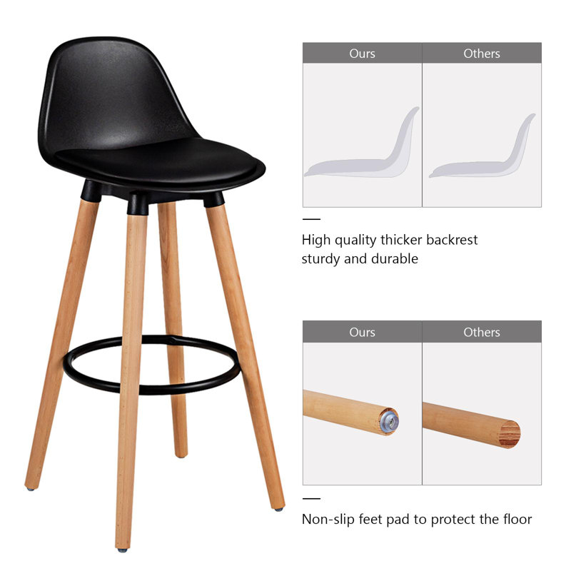 Tabouret J Jovonni, Noir, Tabouret de bar (hauteur du siège: 28,5 po)
