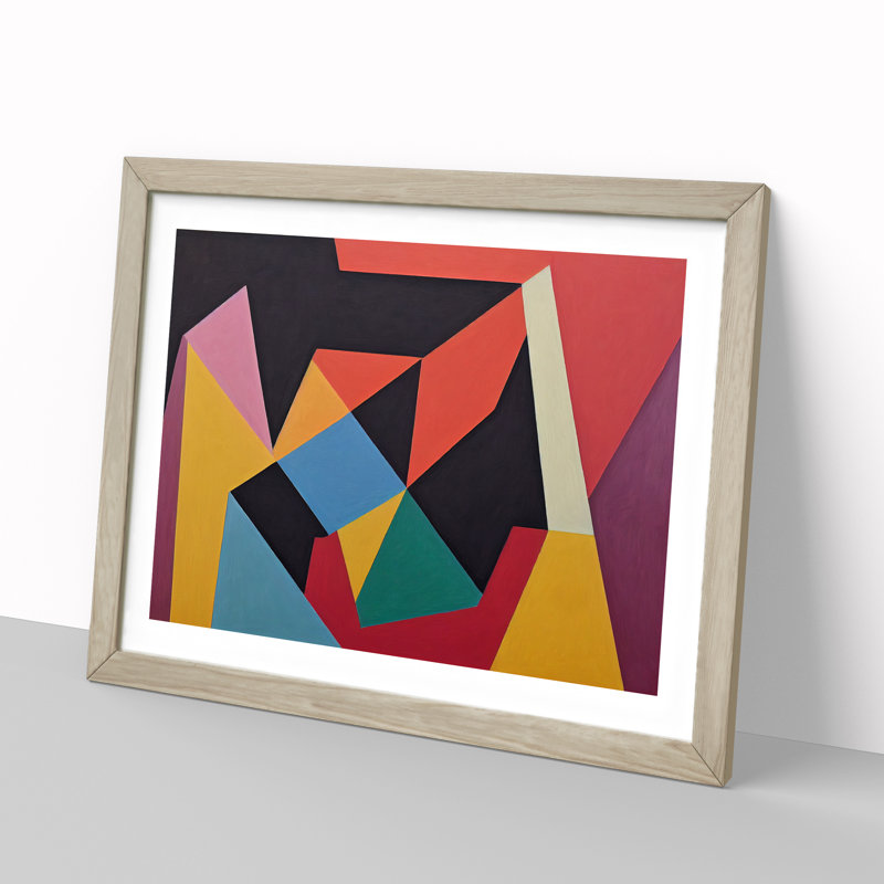 XH1022-8675X Suprematism Abstract Art Vol.6 1 Piece Single Picture Frame Painting, 25cm H x 34cm W x 2cm D, Oak