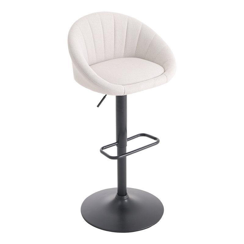 Neveyah Swivel Adjustable Height Upholstered Bar Stool Dining Chair, Beige