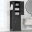 Black Bathroom Cabinet With Adjustable Shelf And Hook - Projected Tall Moulded