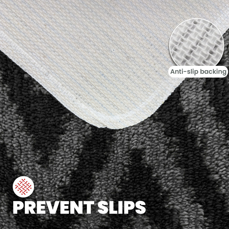 Sedric Polypropylene Plastic Non-Slip Bath Mat, Charcoal