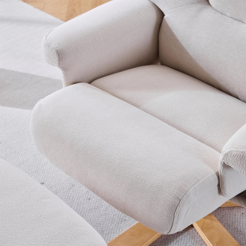 Fauteuil d'appoint pivotant à 360 ° et rembourré en tissu beige