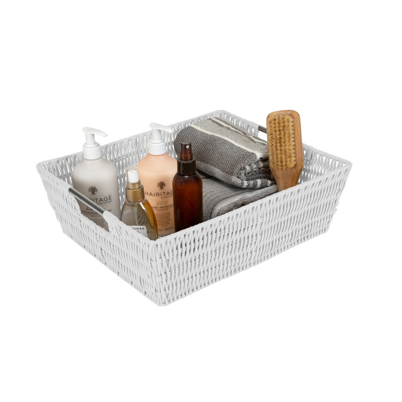 Simplify Plastic Box, White, 5" H x 13" W x 15" D