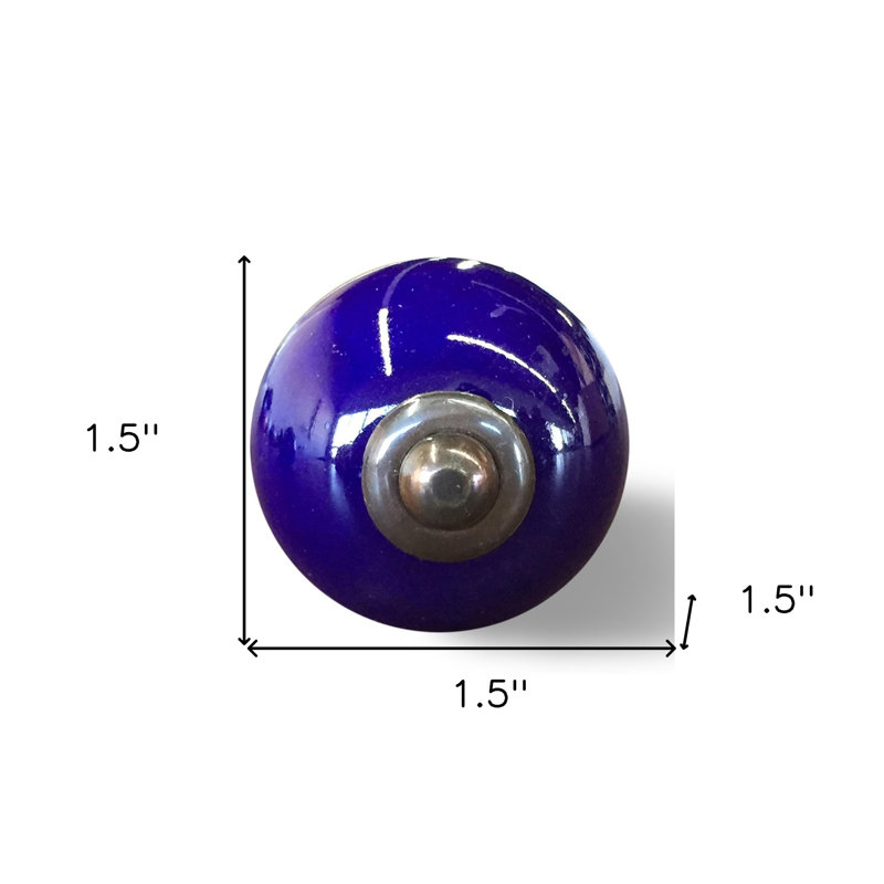 Set of Eight Purple And Grey Ceramic And Metal Drawer Pull Knobs