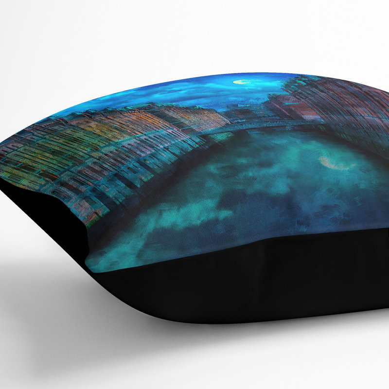 Canal Through Hamburg Cushion with Filling, 55cm H x 55cm W x 20cm D, Black