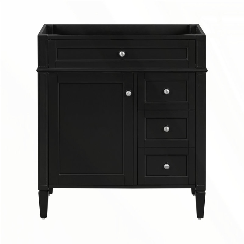 Meuble-lavabo de 30 po sans lavabo supérieur, Noir, Argent argent