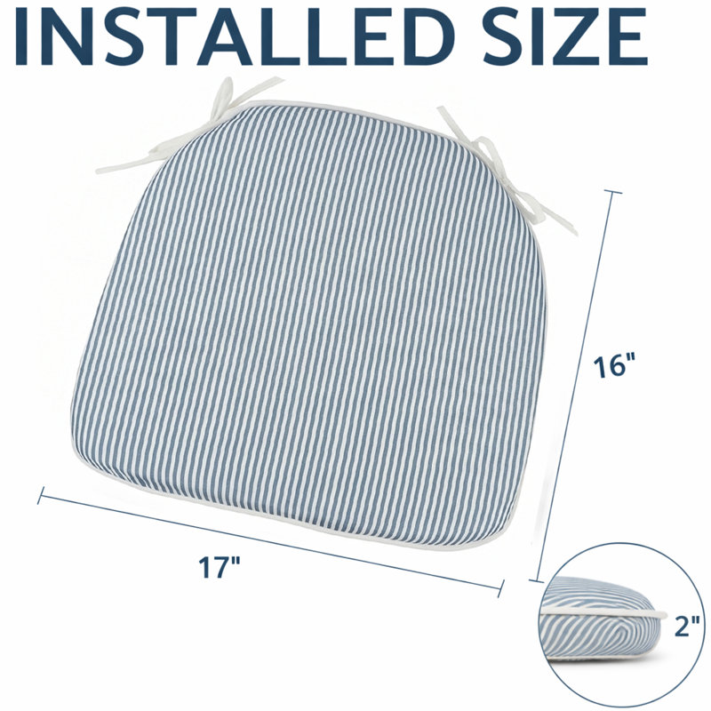 Outdoor Seat Cushion, Blue White Striped