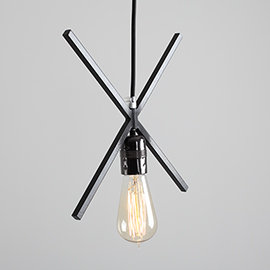 1 - Light White Unique/Statement Pendant, Black