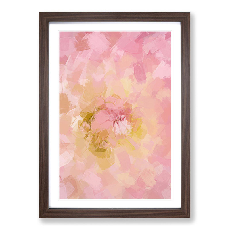 Pink Dahlia Flower Abstract Art - Picture Frame Graphic Art Print, Walnut, 76cm H x 50cm W x 2cm D