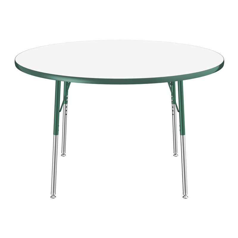 Table ronde d'activités effaçables à sec avec pieds réglables - blanc / noir, 48", Whiteboard/Green