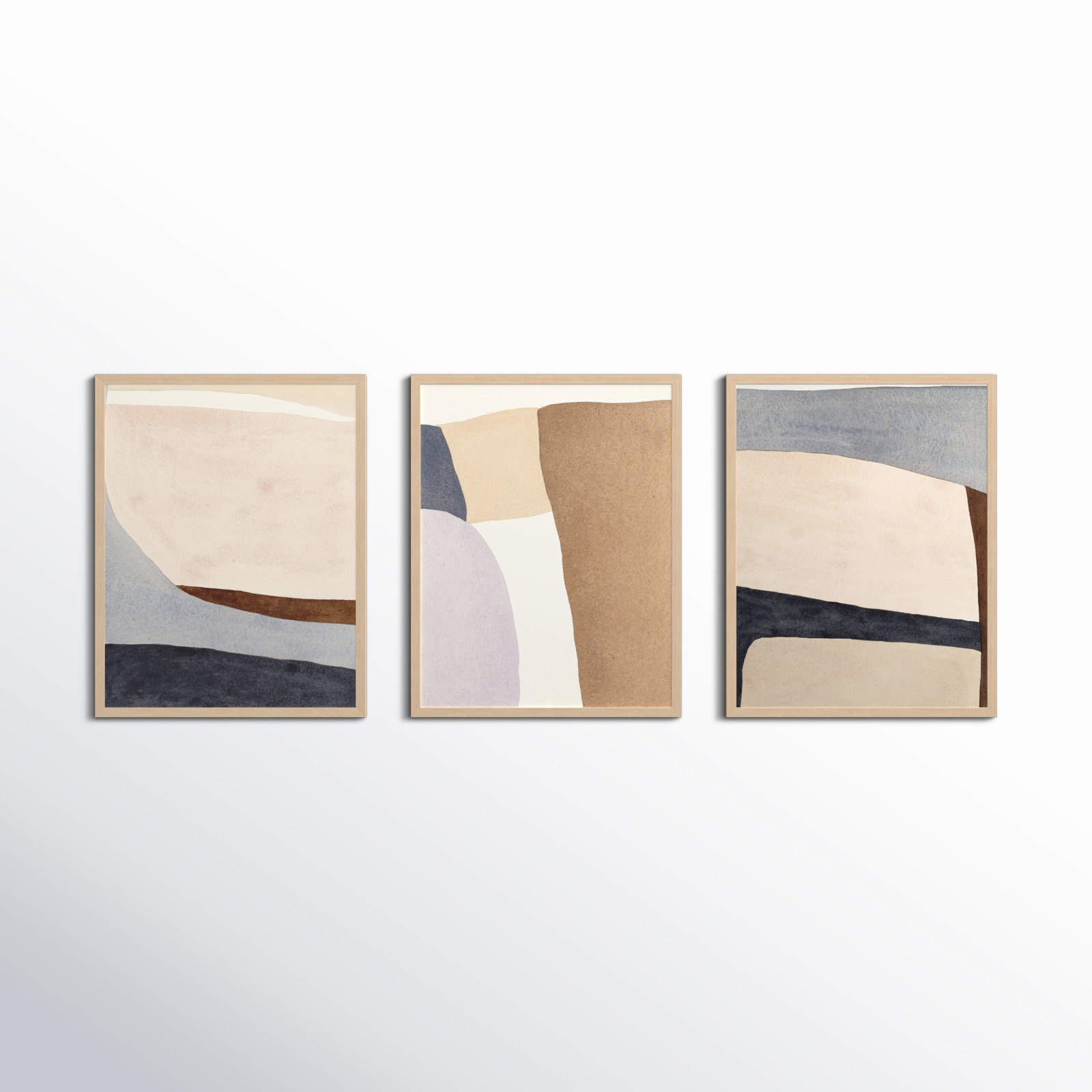 Divided By 3 In Blue by Julia Balfour, 25" H x 60" W, Brown