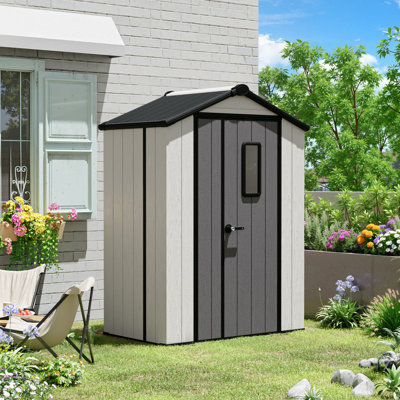 Modern Durable Resin Outdoor Storage Shed With Floor and Double Doors