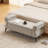 Upholstered Flip Top Storage Bench with Armrest, End of Bed Bench with Metal Legs for Living Room, Bedroom, Entryway-1852851160