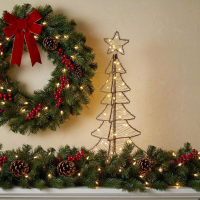 Illuminated 16 in H Battery Operated Foldable Lighted Iron Christmas Tree with 35 – Holiday Display Tree