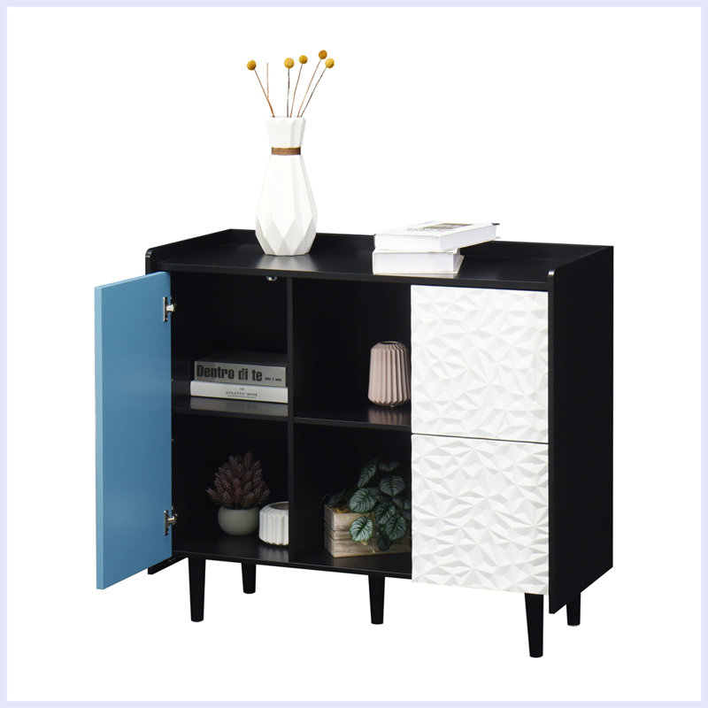 Atilana Accent Cabinet, Blue/Black/White