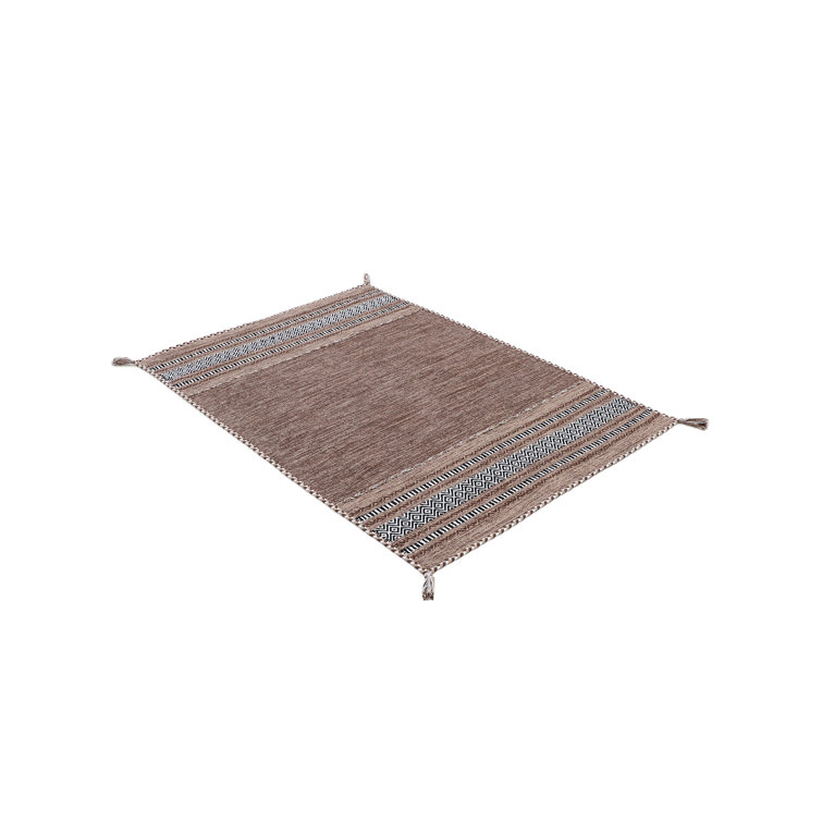 Azizi Striped Hand Woven Cotton Brown Rug