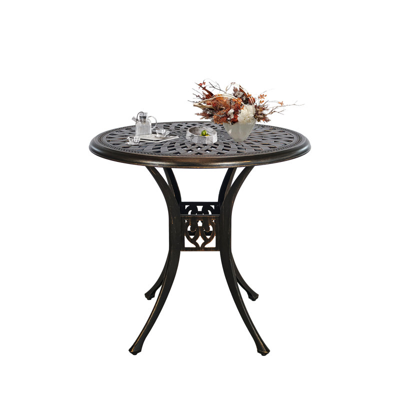 Cast Aluminum  Patio Table Outdoor with Umbrella Hole for Garden Bronze