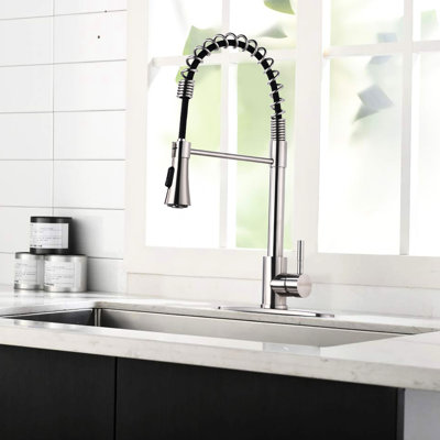 Robinet de cuisine commercial en nickel brossé - égratignure et tache d'eau pour tout usage en acier inoxydable avec empreintes digitales