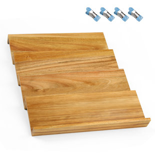 Rangement à 4 niveaux pour tiroir à épices empilable, rangement pour comptoir et armoire peu encombrant, positionnement rapide, taille unique L 13 po x l 4,7 po, comprend 4 pinces à cacheter (Ensemble de 4)