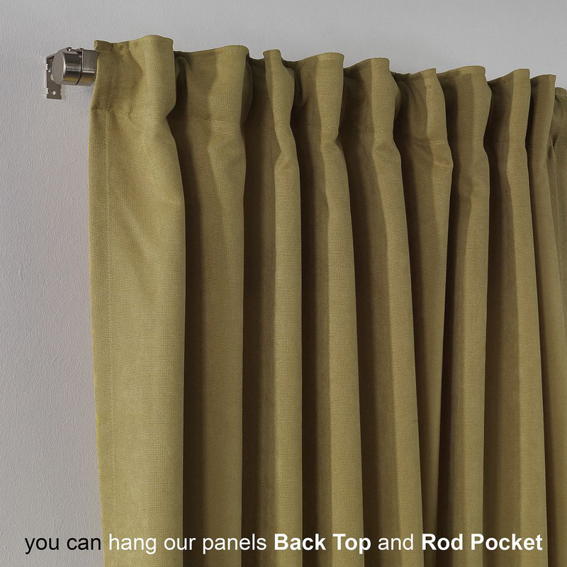 Panneau simple décoratif occultant très long et très large doublé, L 100 po x L 276 po, Vert olive