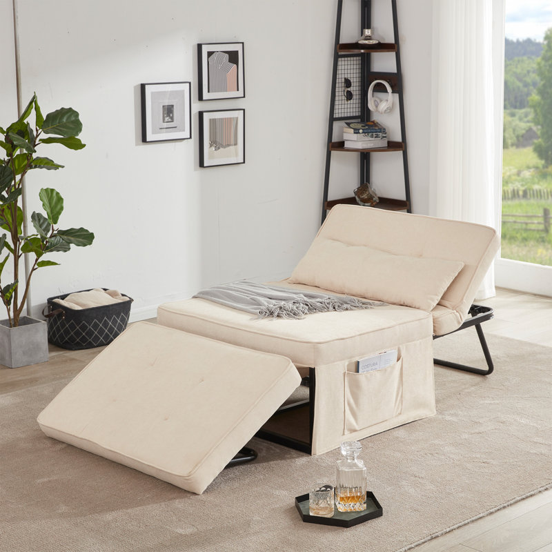 Fauteuil d'appoint convertible 35,8 po Camberly, 100% lin beige