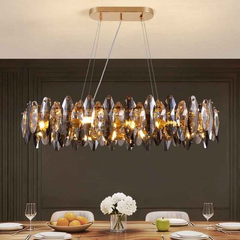 Lustre rectangulaire en cristal 10 lumières pour salle à manger Friedhardt