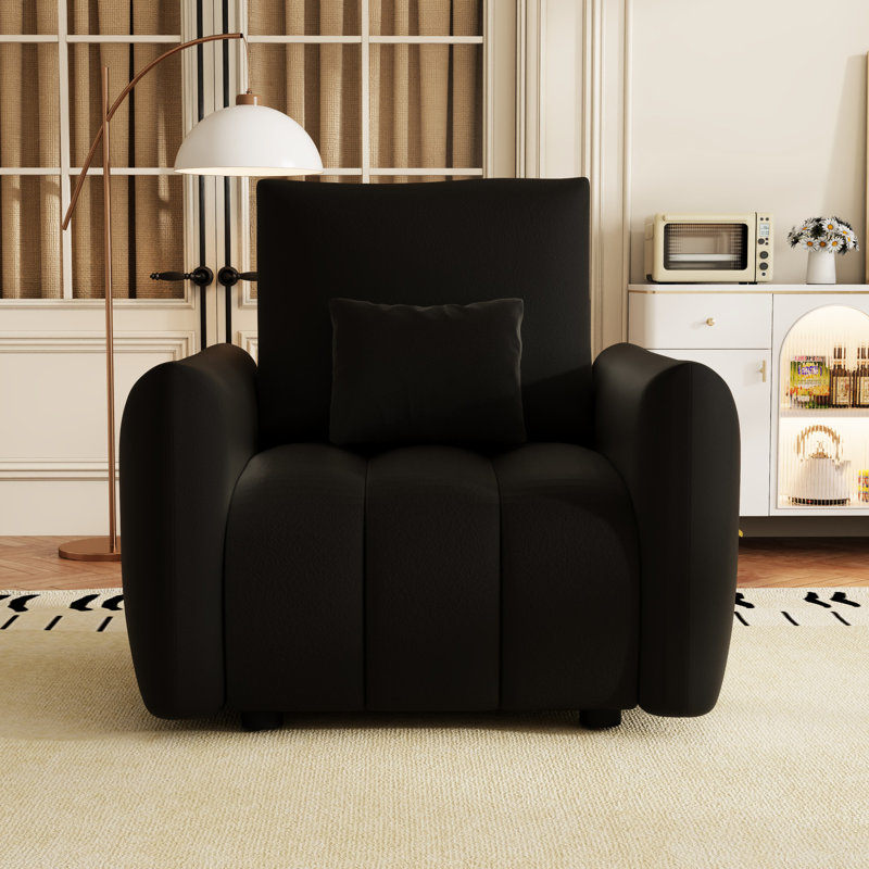 Chaise de chambre à coucher moderne avec tissu respirant - Laine de détente confortable en bois brun, légère et légère pour un déplacement facile