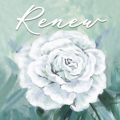 Teal Bath Florals - Wrapped Canvas Print