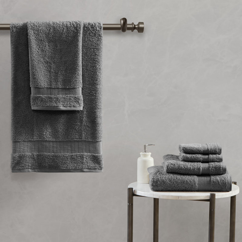 Luce 100% Egyptian-Quality Cotton 6 Piece Towel Set, Gray