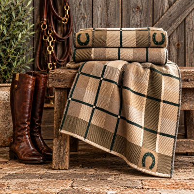 In2Green Country Equestrian Plaid Knit Throw