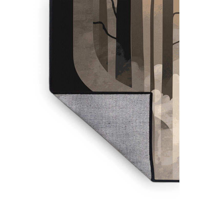 Tapis beige lavable à la machine Outhe, Rond 5 pi