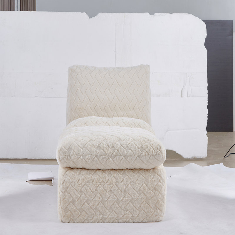 Fauteuil d'appoint rembourré avec repose-pieds et mousse à mémoire de forme Guesno, Blanc